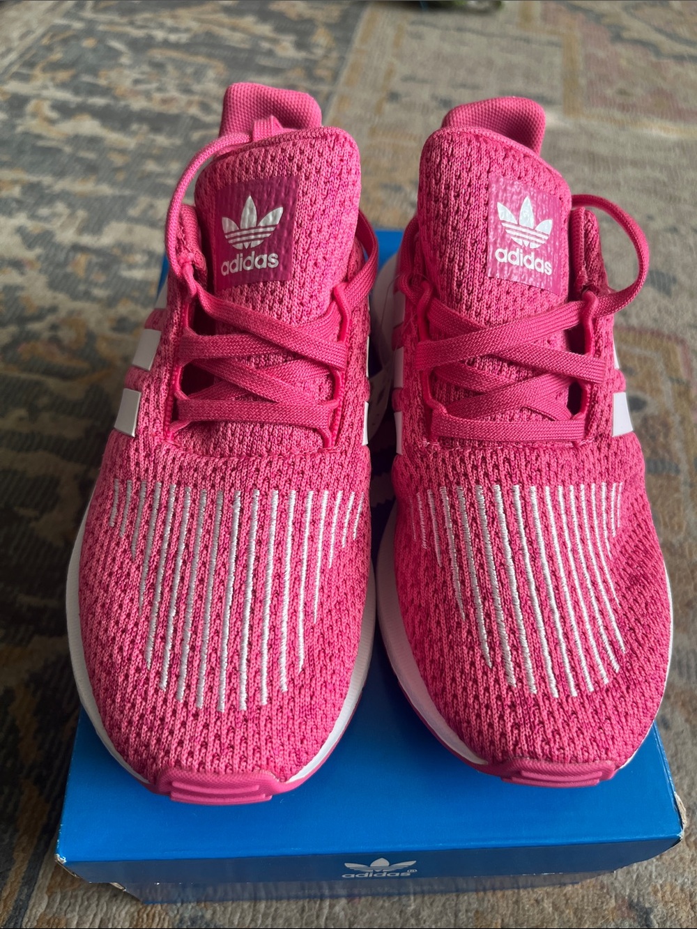 adidas Kids Hot Pink Knit Sneakers with White Accents